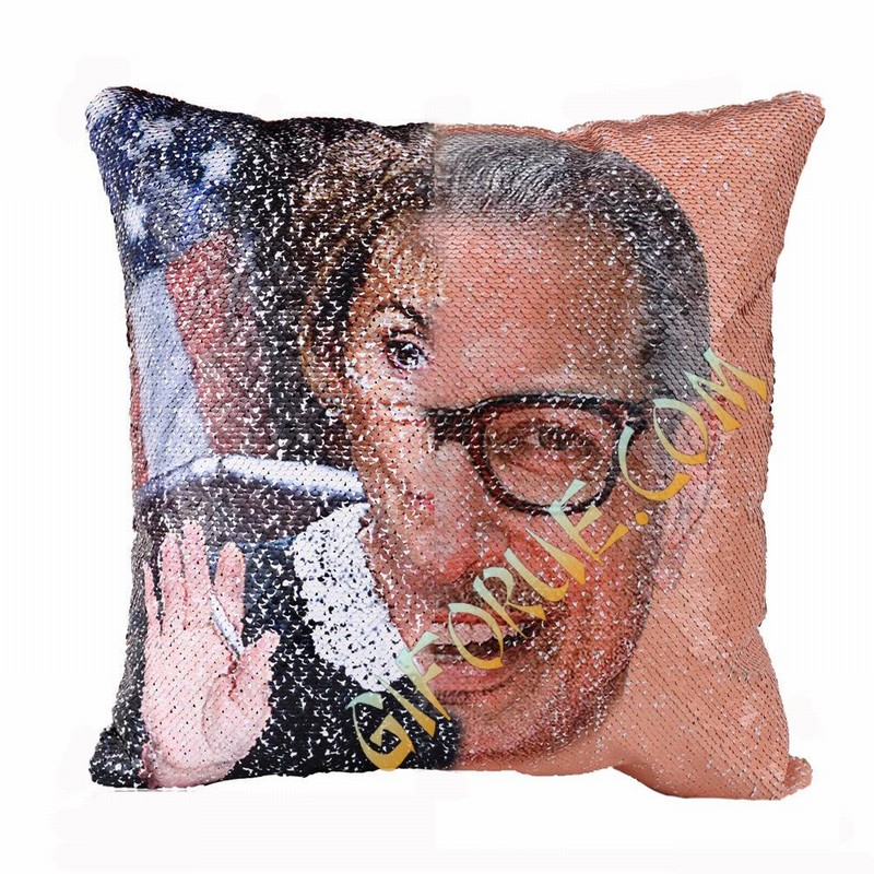 Custom Two Photos Sequin Magic Pillow Clever Gift - Click Image to Close